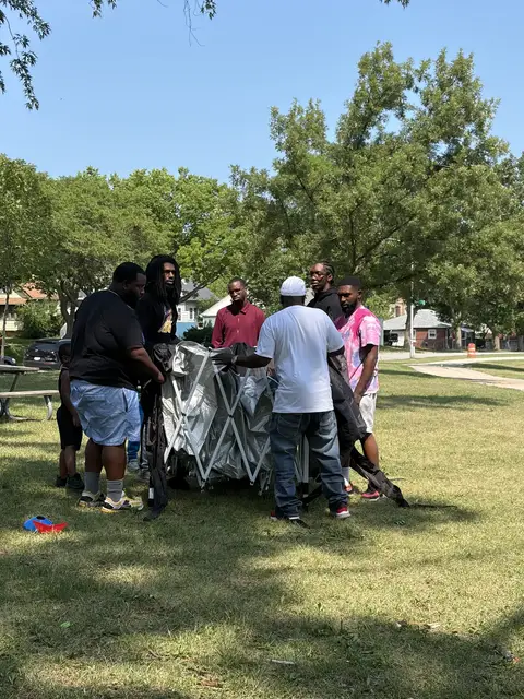 Friends and family gathering for the balloon release