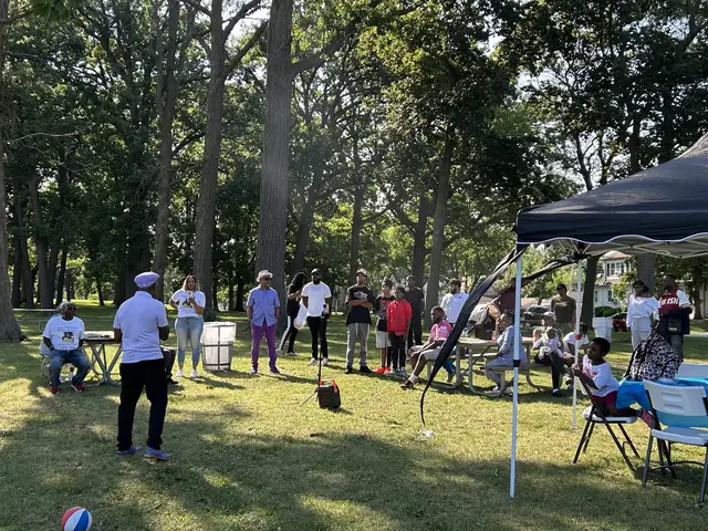 Community games and conversation near the tents