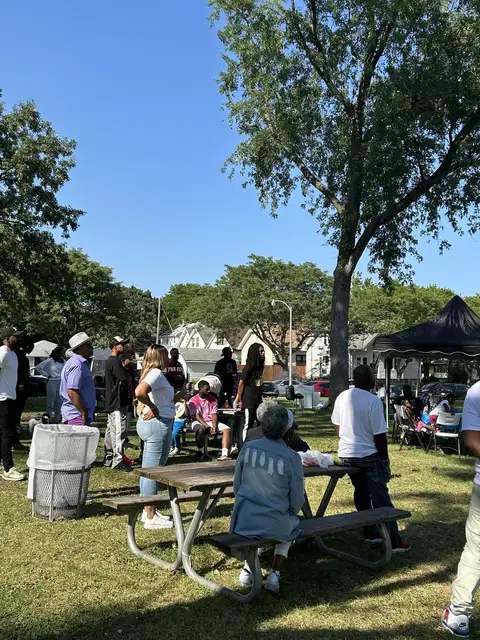 Neighbors sharing food and fellowship